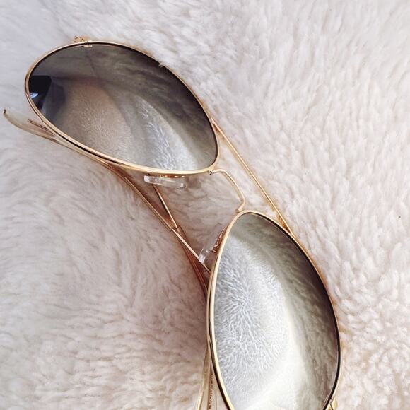 Francine Gold W/ Mirrored Lenses Aviator Sunglasses - Picture 5 of 14